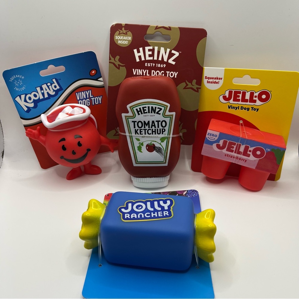 NWT Novelty Dog Toys Lot of 4 | Retro Food Squeaky Toys